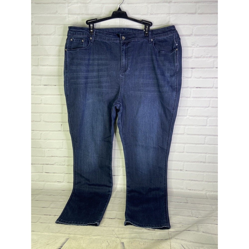 NEW 12 Thompson High Waisted Denim Jeans Dark Wash Stretch Womens Plus Size 22W